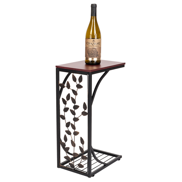 54*30.5*21CM Leaf Pattern Iron Side Table Coffee Table Brown-10