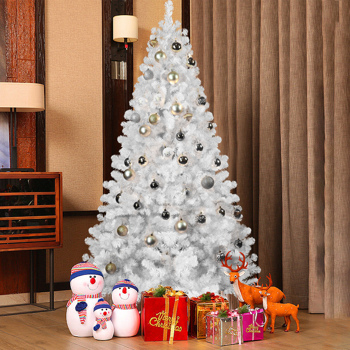 Artificial 8ft White Christmas Tree with 1430PVC Mixed Branch Tips,Green,Hinged Premium & Foldable Base for Indoor Holiday Decorating