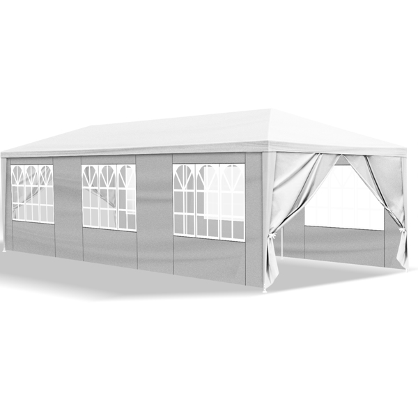 10'x30' Outdoor Party Tent with 8 Removable Sidewalls, Waterproof Canopy Patio Wedding Gazebo, White-1