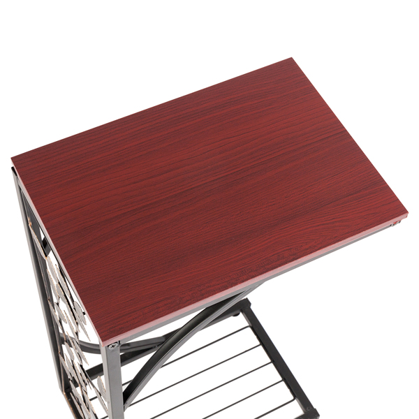 54*30.5*21CM Leaf Pattern Iron Side Table Coffee Table Brown-18