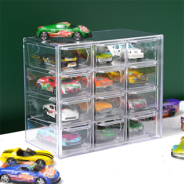 Clear Acrylic Display Case Storage Box Hold 12 Toy Cars For 1/64 Scale Model Car-15