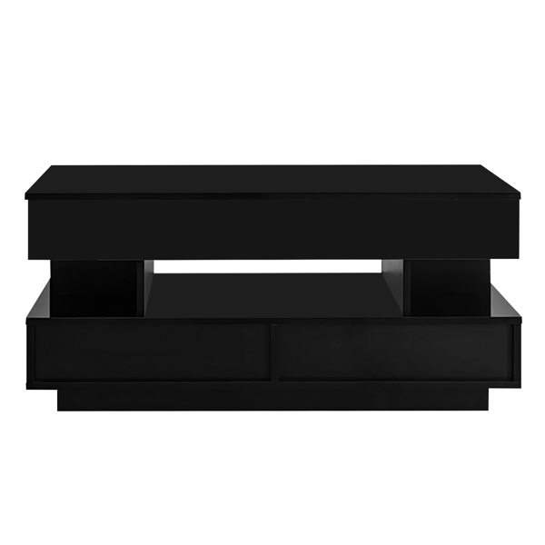  Lift-Top Coffee Table with 2 Drawers, Modern Coffee Table with Adequate Hidden Compartment, Multi-Functional Lift-Top Coffee Table with High-Gloss Finish for Living Room-11
