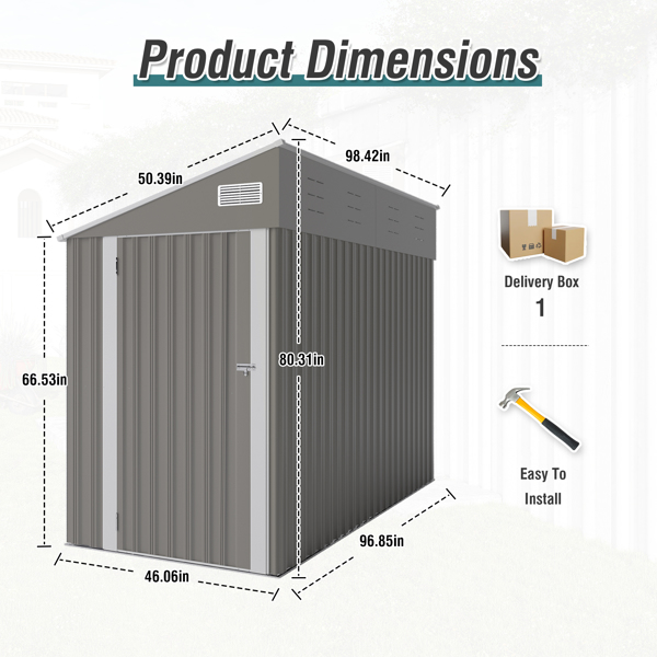 Campcraft Optional two-color storage shed, single hinge door, solid structural design, good ventilation, surface with protective film, and suitable for various scenarios-10