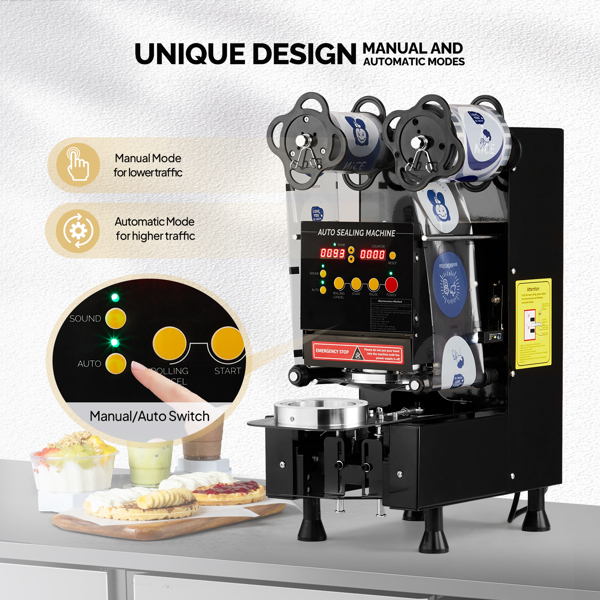 Cup Sealing Machine, Full Automatic Cup Sealer Machine 88/89/90/95mm, Electric Boba Cup Sealing Machine 500-600 Cups/H with LCD Control Panel for Bubble Milk Tea -4