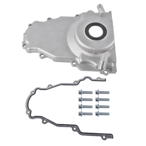 Timing Cover w/ 10AN Turbo Oil Drain Fittings Fit for LS Gen 3 4.8L 5.3L 5.7L 6.0L-1