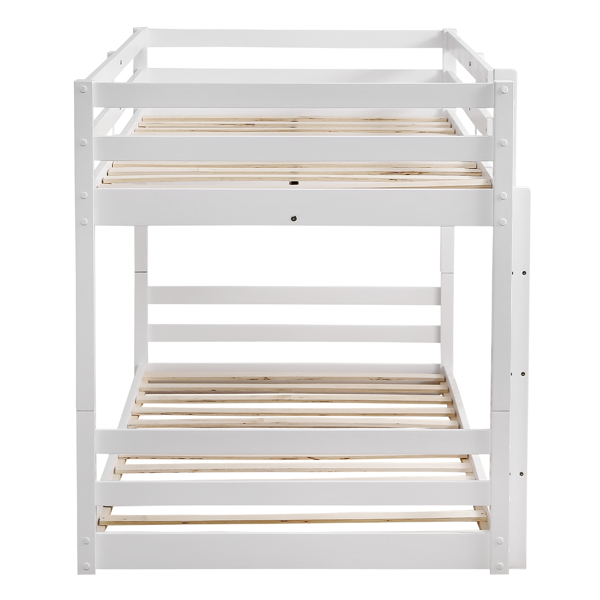 FCH Short-Legged Double-Layer Head And Tail Cross Brace Guardrail Straight Ladder Twin Pine Can Be Split Into a Single-Layer Bed Wooden Bed White-9