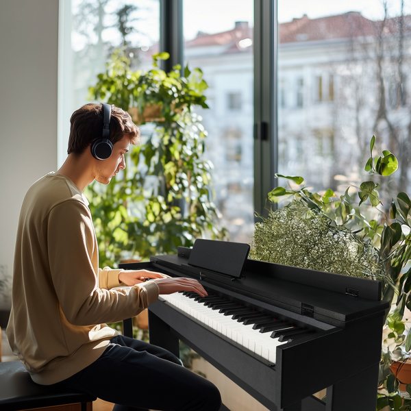 GDP-205S01 88 Keys Home Digital Piano Full Weighted Action Flip Type Keyboards with Furniture Stand, Power Adapter, Triple Pedals, Headphone，for All Experience Levels Black-6