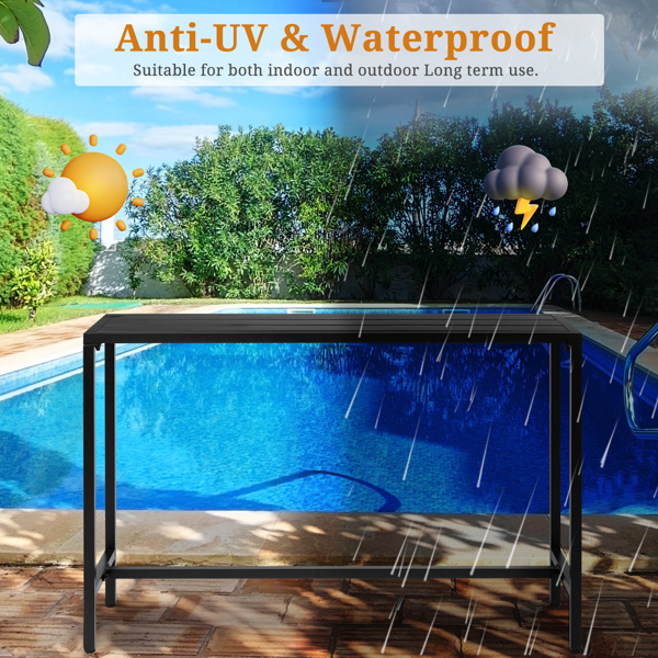 【Replace 15354251】55" Outdoor Bar Table with Adjustable Feet, Rectangle Narrow Counter Height Table, Ideal Bar Height Table for Balcony Patio Garden Yard Poolside, Black-11