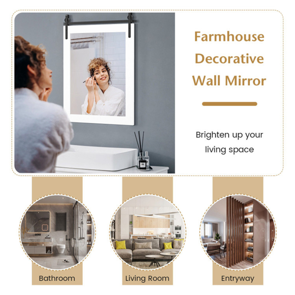 30" x22" Natural Wall Mount Mirror with Wood Frame （ WALMART禁止销售）-8