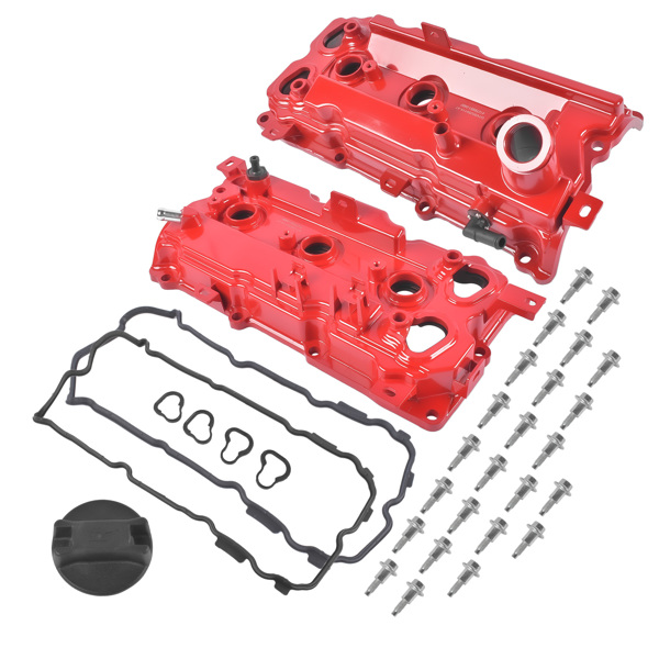 2Pcs Aluminum Valve Covers Red with Gasket Cap Fit for Infiniti EX35 FX35 G35 M35 M35h 3.5L V6 13264JK20A-2