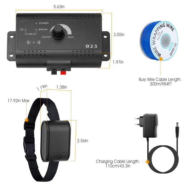 Electric Dog Fence System Pet Tone Shock Boundary Containment Water Resistant Collar Receiver For Small Medium Large Dog-8