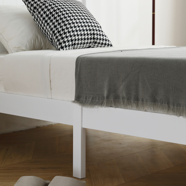 FCH Twin Pine Single-Layer Core Vertical Stripe Full-Board Curved Bed Head With The Same Bed Foot White Wooden Bed-30