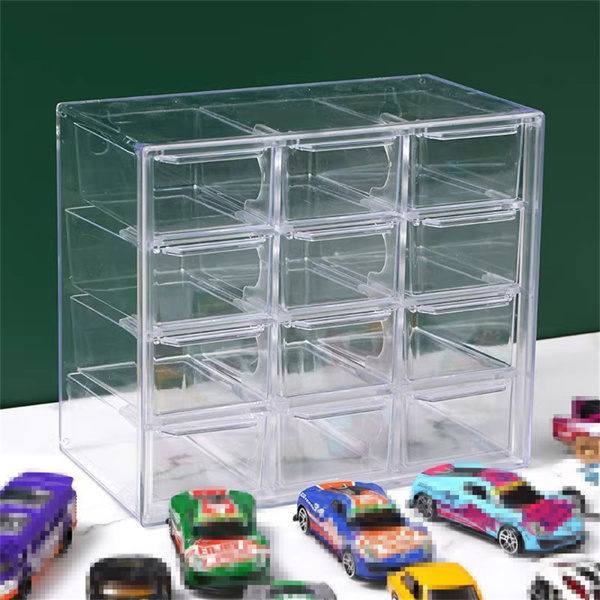 Clear Acrylic Display Case Storage Box Hold 12 Toy Cars For 1/64 Scale Model Car-13