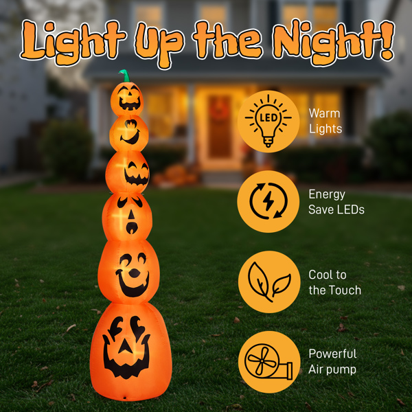 9FT Halloween Inflatable Stacked Pumpkins, Blow up 6 Pumpkins Inflatable with Built-in LED Lights Outdoor Decorations Large Party Yard Decoration-10