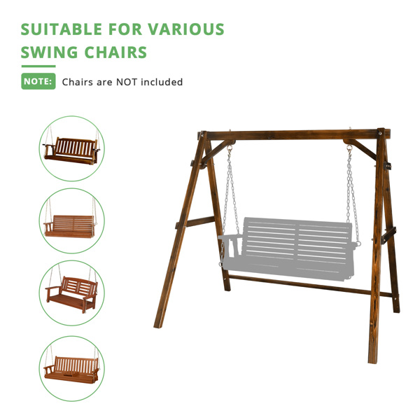 188*135*170cm 600lbs Fir Suitable For 4ft Swing Chair Wood Swing Frame Carbonized Color-6