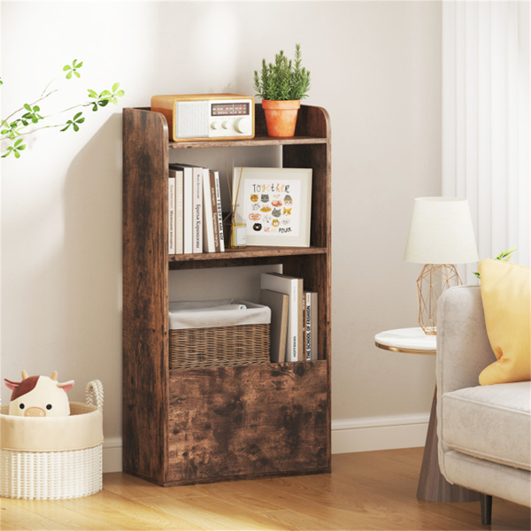 Rustic Brown Freestanding Bookshelf with 3-Tier Shelf -7