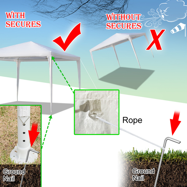 3 x 3m Waterproof Tent with Spiral Tubes White-13