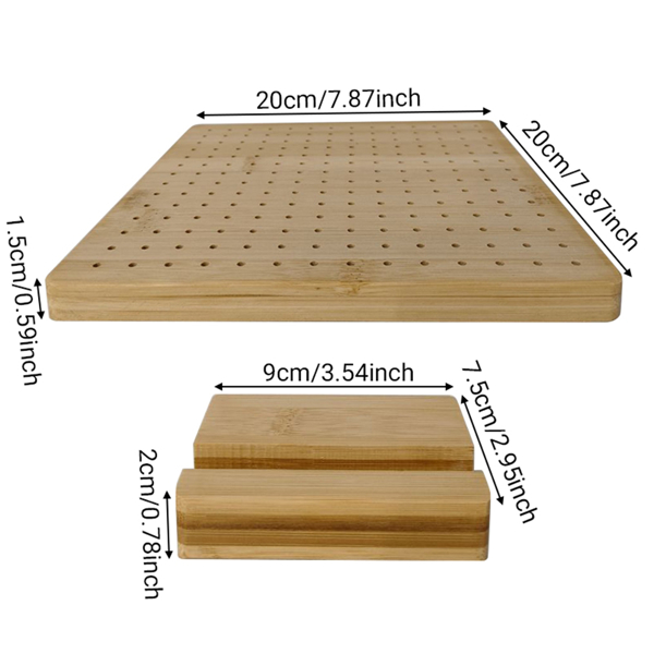  Bamboo Bloking Board Handcrafted Knitting Blocking Mat Non-Slip Grid for Granny Squares, Yarn Tools Gifts for Crafters-2