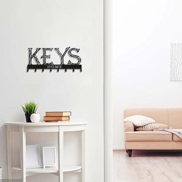 1pc Metal Wall - Mounted Key Holder Hook: A Stylish Decorative Wall Decoration. The Punching/Adhesive Installation Storage Solution Ensures Easy and Neat Key Organization.Wall Sculptures.-6