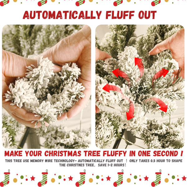 Artificial 8ft Flock Christmas Tree with 1793PE/PVC Mixed Branch Tips,Hinged Premium & Foldable Base for Indoor Holiday Decorating-9