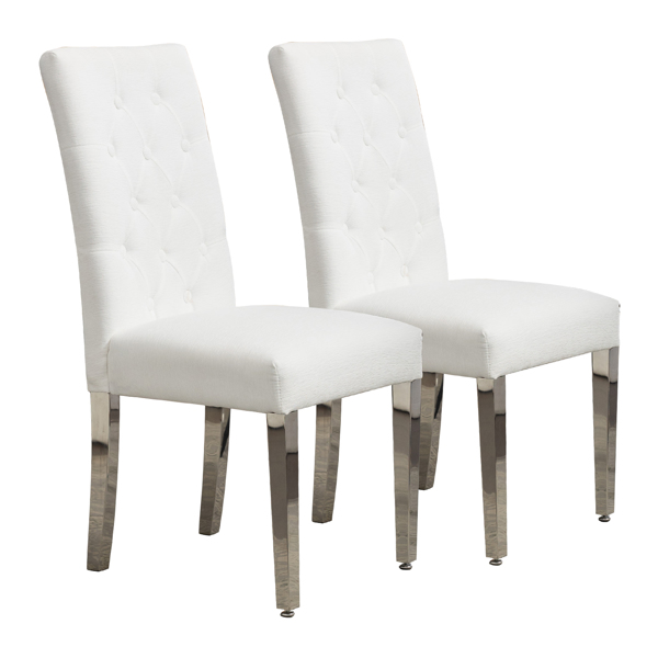 Set of 2 Modern Dining Chairs with Plush Velvet Upholstery, Sturdy Stainless Steel Legs & S-Shaped Springs - Ergonomic Support for Dining Room, Kitchen, Office (Beige) -10