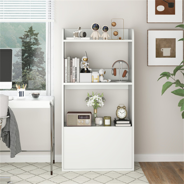 White Freestanding Bookshelf with 3-Tier Shelf -6