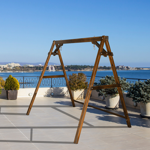 188*135*170cm 600lbs Fir Suitable For 4ft Swing Chair Wood Swing Frame Carbonized Color-8