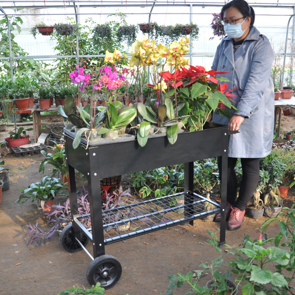 Mobile Metal Raised Garden Bed Cart with Legs, Elevated Tall Planter Box with Wheels for Outdoor Indoors House Patio Backyard Vegetables Tomato DIY Herb Grow Black -7