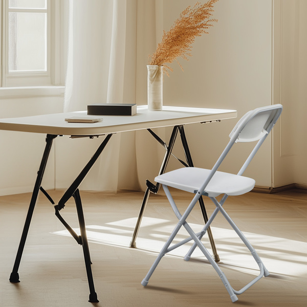【Replace 10995986】10pcs Injection Molding Classic Garden Plastic Folding Chair White-4