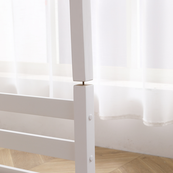 FCH Short-Legged Double-Layer Head And Tail Cross Brace Guardrail Straight Ladder Twin Pine Can Be Split Into a Single-Layer Bed Wooden Bed White-16