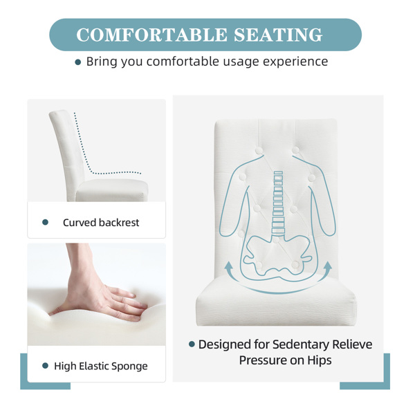 Set of 2 Modern Dining Chairs with Plush Velvet Upholstery, Sturdy Stainless Steel Legs & S-Shaped Springs - Ergonomic Support for Dining Room, Kitchen, Office (Beige) -3