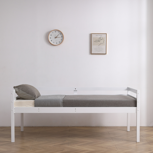 FCH Short-Legged Double-Layer Head And Tail Cross Brace Guardrail Straight Ladder Twin Pine Can Be Split Into a Single-Layer Bed Wooden Bed White-55