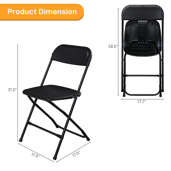 【Replace 8542051】4pcs Injection Molding Classic Garden Plastic Folding Chair Black-9