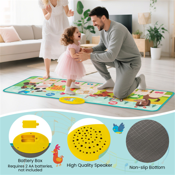 Kids Piano Play Mat with Animal Sounds - 10 Music Keys, Foldable for Outdoor Use, Soft & Easy to Clean (3+ Years) -4