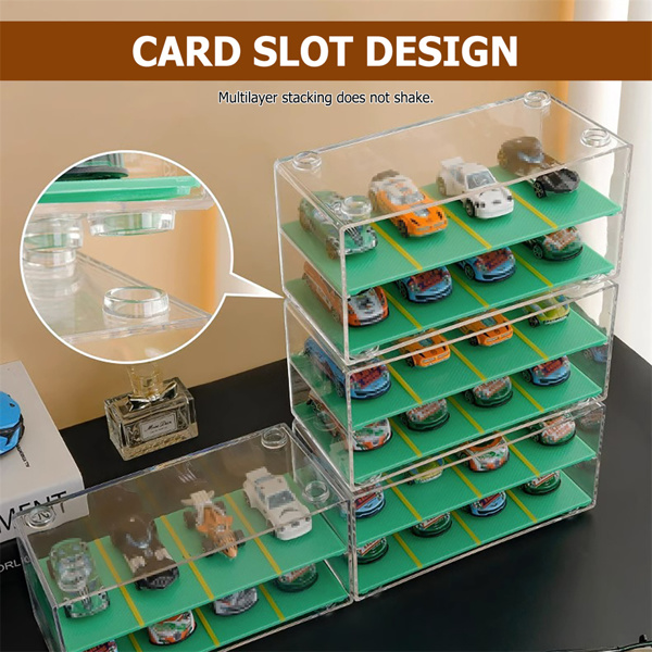 Clear Acrylic Display Case 2-Layer w/Parking Space For 1/64 Scale Toy Model Cars-10