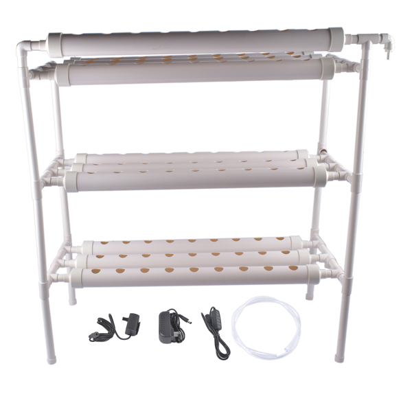 Floor Standing Hydroponics Growing Planting System Kit, Soilless Cultivation PVC Pipes for Gardening and Planting (90 Seed Holes, White)-4