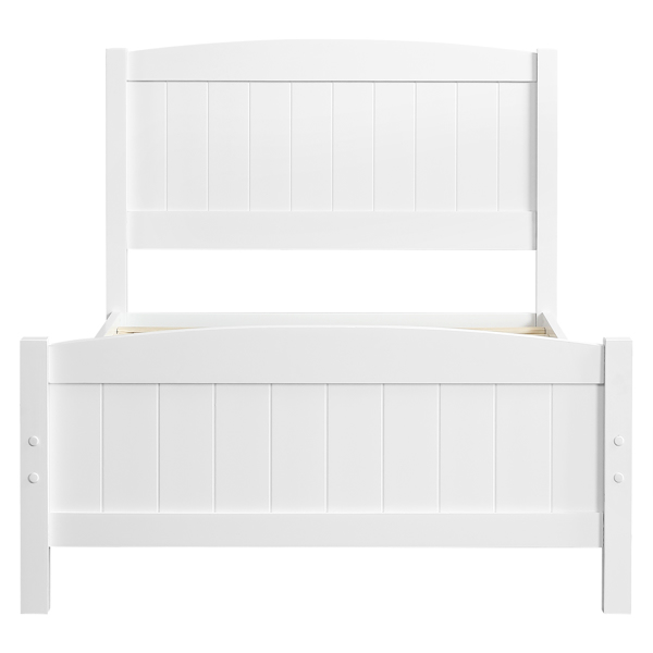 FCH Twin Pine Single-Layer Core Vertical Stripe Full-Board Curved Bed Head With The Same Bed Foot White Wooden Bed-22