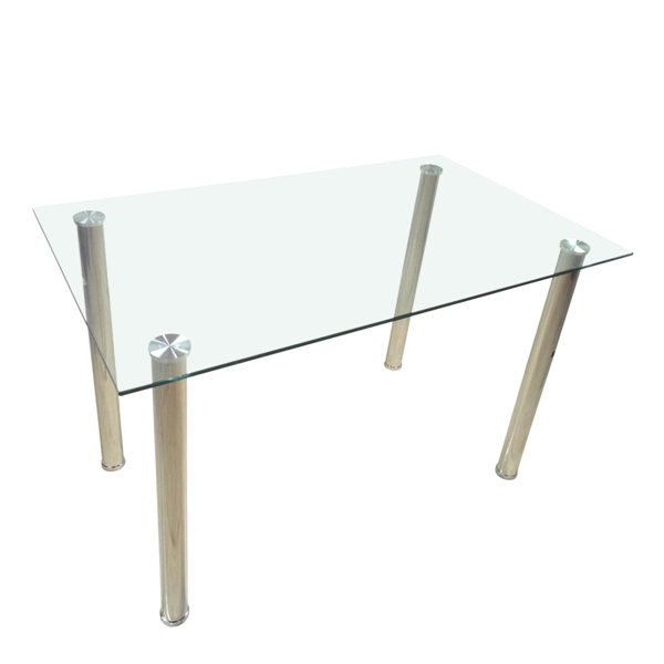 【Replace 98151741】4-seat simple rectangular cylindrical leg table tempered glass stainless steel clear glass 110 * 70 * 75cm-5