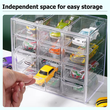 Clear Acrylic Display Case Storage Box Hold 12 Toy Cars For 1/64 Scale Model Car