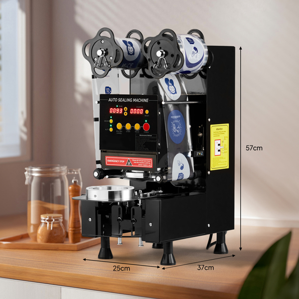 Cup Sealing Machine, Full Automatic Cup Sealer Machine 88/89/90/95mm, Electric Boba Cup Sealing Machine 500-600 Cups/H with LCD Control Panel for Bubble Milk Tea -10