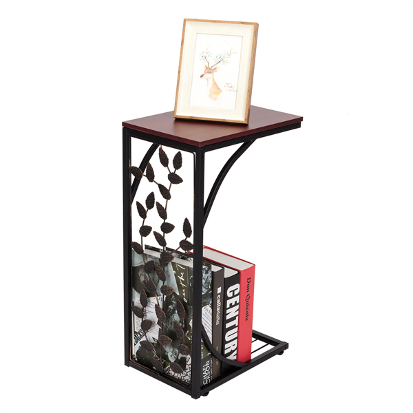 54*30.5*21CM Leaf Pattern Iron Side Table Coffee Table Brown-14