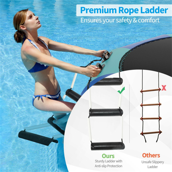10 Feet Floating Water Trampoline - 330 lbs Capacity, Durable PVC/Oxford Cloth, with 500W Inflator & Accessories -8