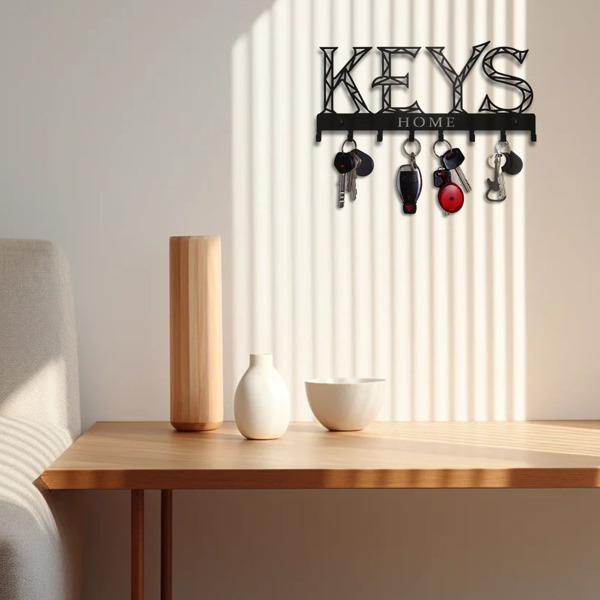 1pc Metal Wall - Mounted Key Holder Hook: A Stylish Decorative Wall Decoration. The Punching/Adhesive Installation Storage Solution Ensures Easy and Neat Key Organization.Wall Sculptures.-21