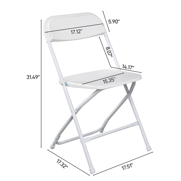 【Replace 10995986】10pcs Injection Molding Classic Garden Plastic Folding Chair White-27