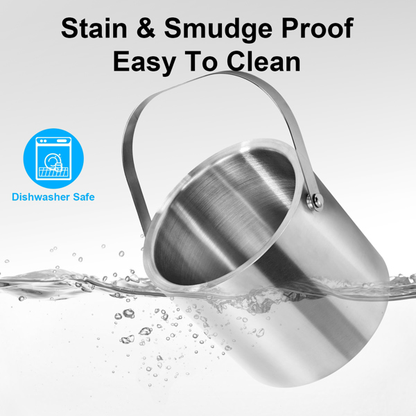  3L Ice Holder Ice Container Double-Wall Stainless Steel Insulated Ice Bucket 3L Ice Holder Ice Container with Lid Scoop Strainer Handle for Wine Champagne Beer Parties Cocktails-2