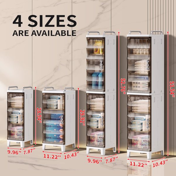 Small Narrow Storage Cabinet with Doors and Shelves Slim Waterproof Bathroom Storage Organizers Skinny Plastic Freestanding Cabinets Gap Spaces Saver for Kitchen Laundry Room Bedroom-2