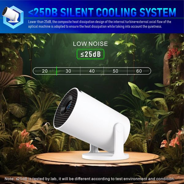 迷你投影仪，支持4K 1080P便携式投影仪，双频WIFI6 5G无线5.2蓝牙Android 11200 ANSI流明，180°可旋转，自动梯形校正，35英寸-130英寸屏幕视频投影仪-15