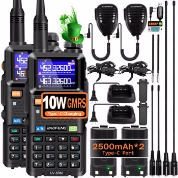 宝峰 Baofeng UV-5RH 10w 彩屏大功率双频对讲机 黑色 2个装 