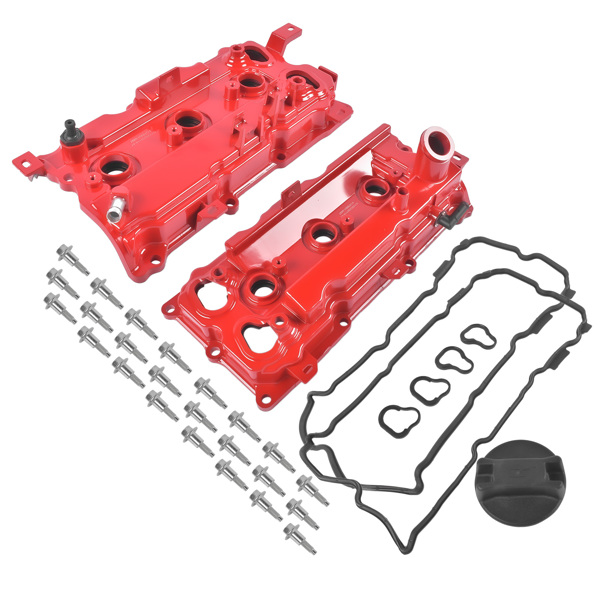 2Pcs Aluminum Valve Covers Red with Gasket Cap Fit for Infiniti EX35 FX35 G35 M35 M35h 3.5L V6 13264JK20A-3