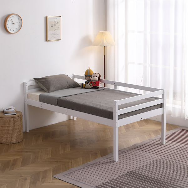 FCH Short-Legged Double-Layer Head And Tail Cross Brace Guardrail Straight Ladder Twin Pine Can Be Split Into a Single-Layer Bed Wooden Bed White-39